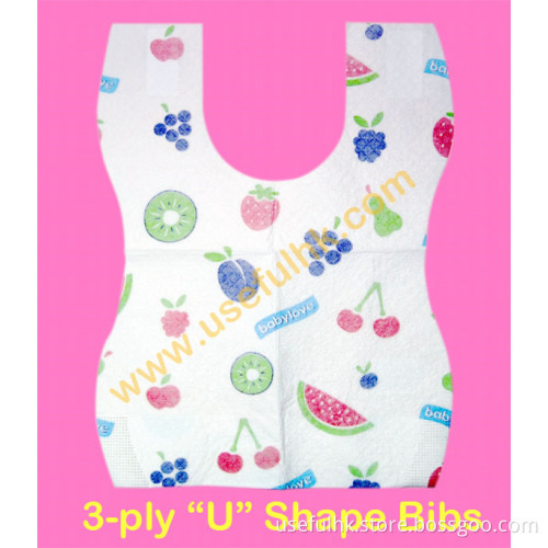 3-Ply Dispsoable "U" Shape Baby Bibs (B3S2)